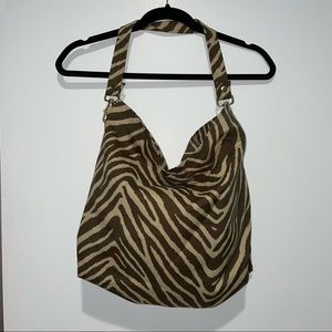 Emberbags brown taupe zebra print hobo bag